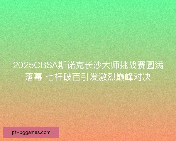 2025CBSA斯诺克长沙大师挑战赛圆满落幕 七杆破百引发激烈巅峰对决